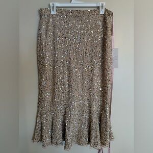 Mac Duggal Champagne Sequin Mermaid Skirt - medium